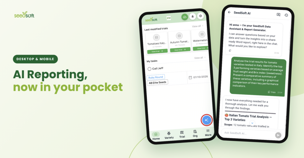 SeedSoft AI in the mobile app
